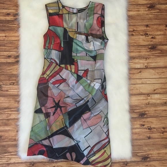 Giorgio Armani Silk Abstract Art Print Dress Luxury Lightweight Designer Runway - Picture 5 of 9